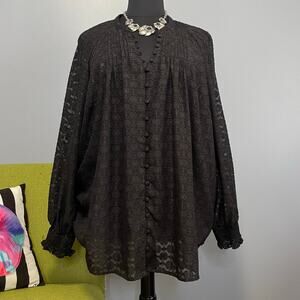 Torrid Black Chiffon Button Up Long Sleeve Blouse Top 5